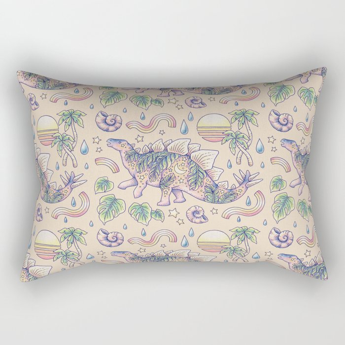  Jurassic Days, Jurassic Nights: Stegosaurus | Dinosaur Tropical Art Rectangular Pillow Gallery Image 2
