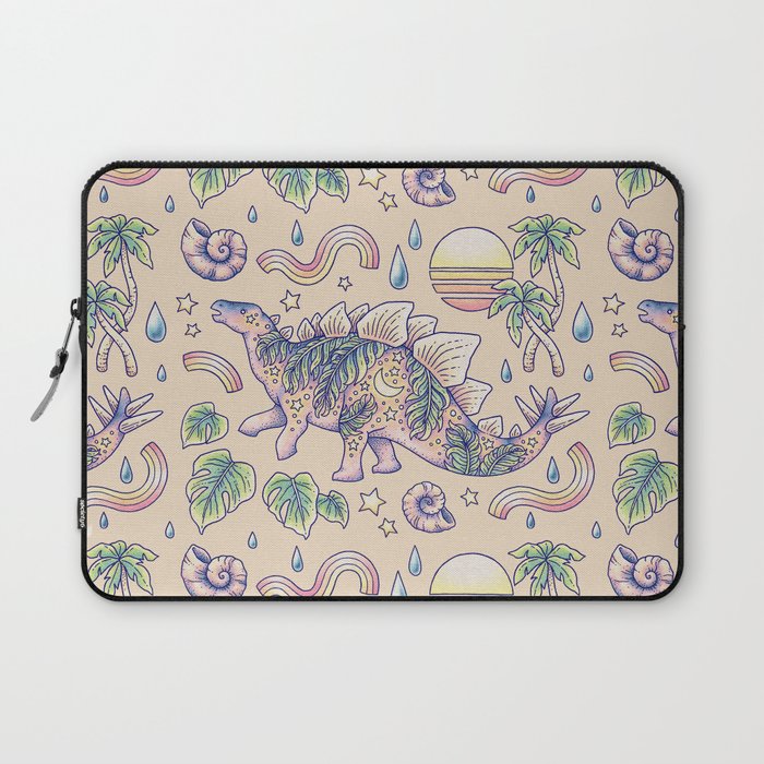  Jurassic Days, Jurassic Nights: Stegosaurus | Dinosaur Tropical Art Laptop Sleeve Gallery Image 1