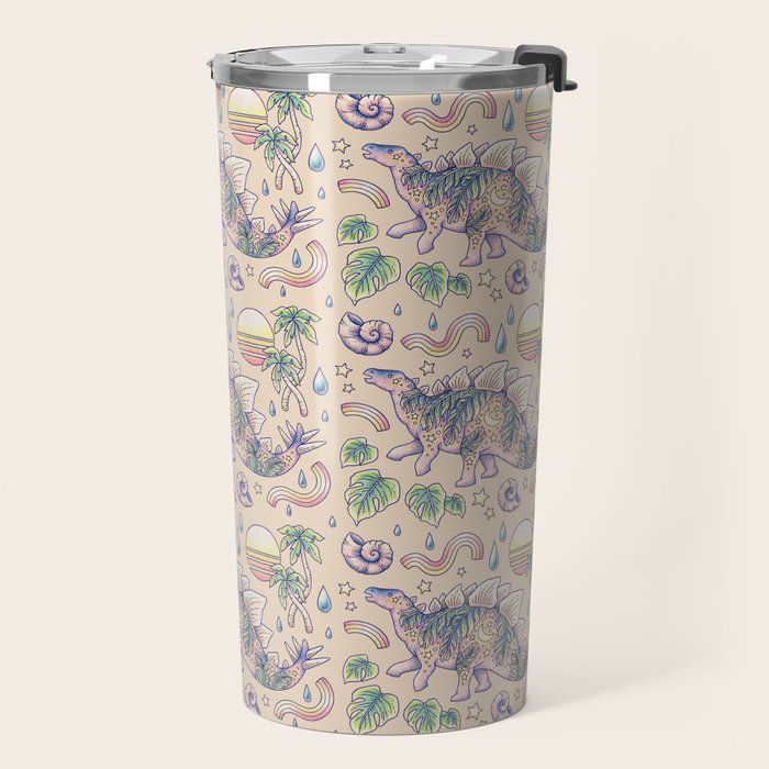  Jurassic Days, Jurassic Nights: Stegosaurus | Dinosaur Tropical Art Travel Mug Gallery Image 2