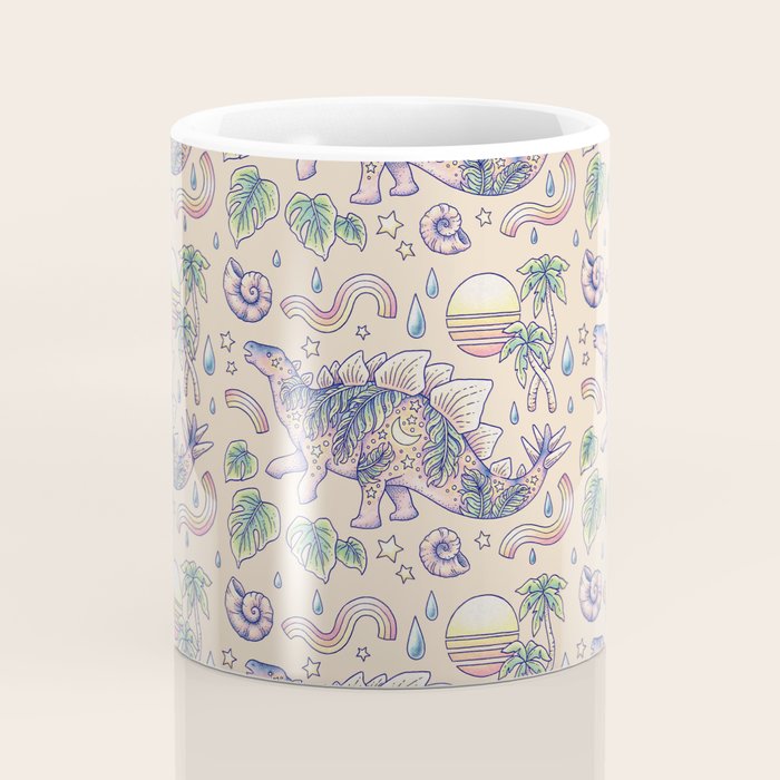  Jurassic Days, Jurassic Nights: Stegosaurus | Dinosaur Tropical Art Coffee Mug Gallery Image 4
