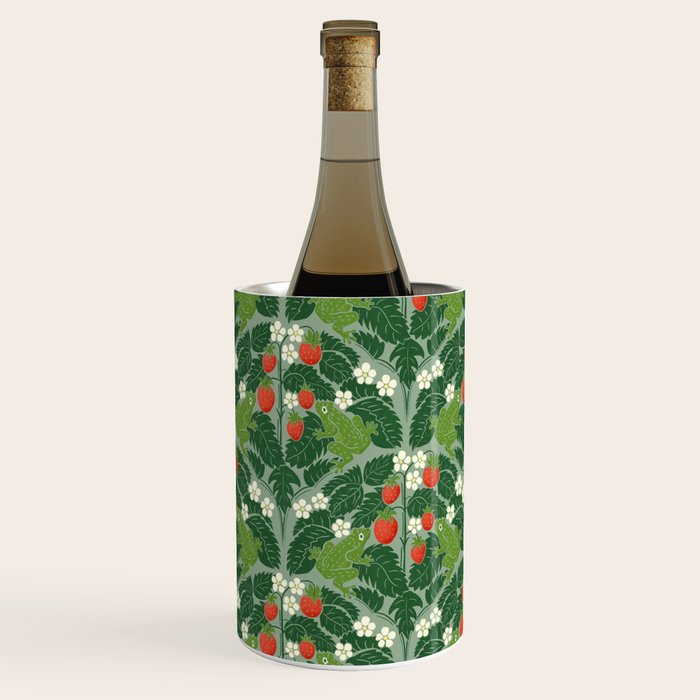 Frogs And Wild Strawberries On Pale Green Wine Chiller Gallery Image 1