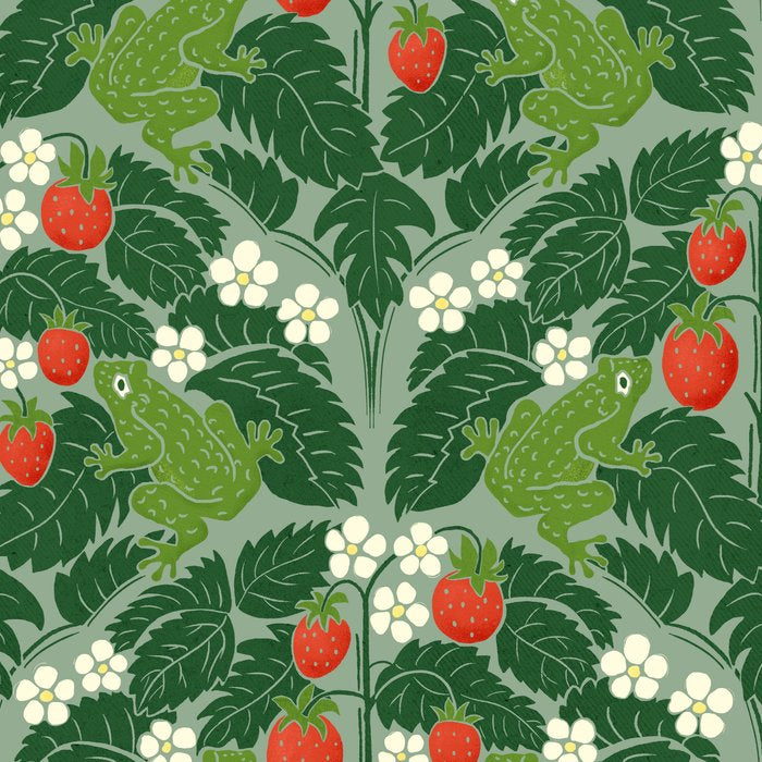Frogs And Wild Strawberries On Pale Green Coffee Mug Gallery Image 2