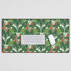 Frogs And Wild Strawberries On Pale Green Desk Mat Gallery Image 1