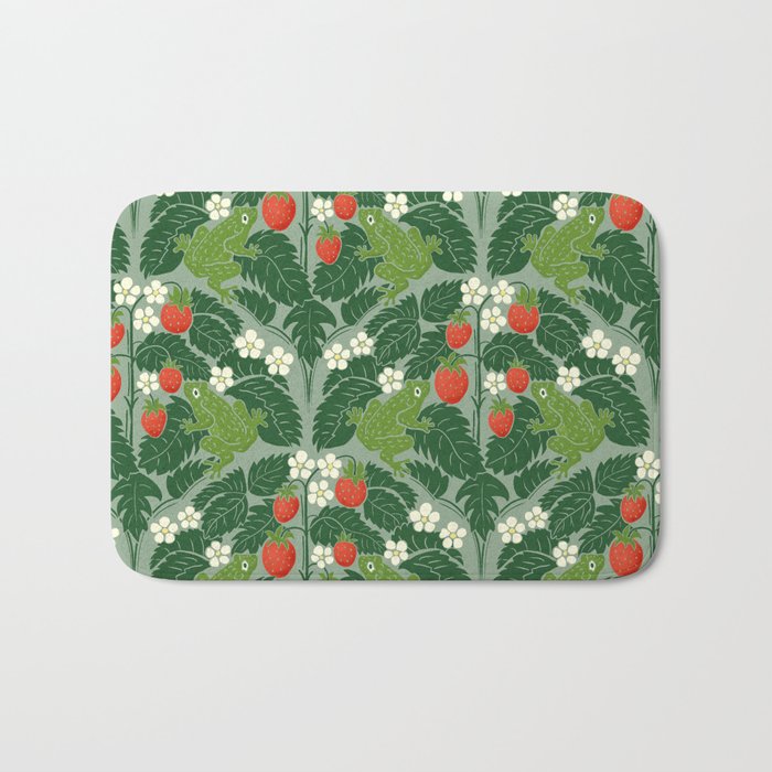 Frogs And Wild Strawberries On Pale Green Bath Mat Gallery Image 1