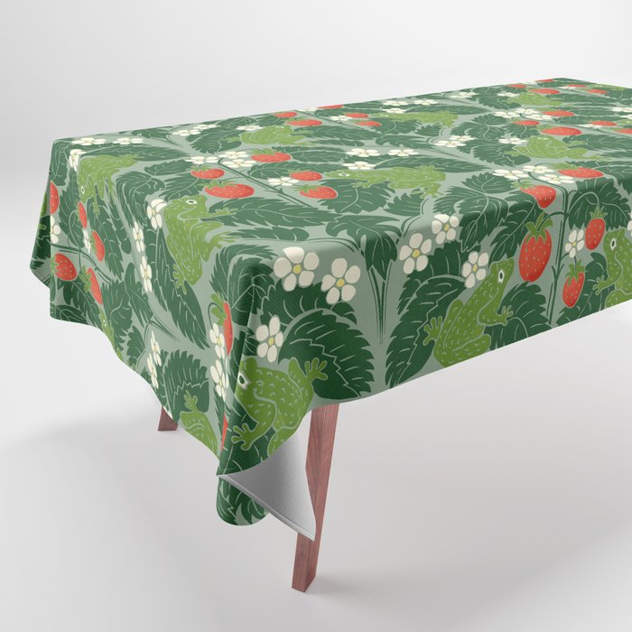 Frogs And Wild Strawberries On Pale Green Tablecloth Gallery Image 1