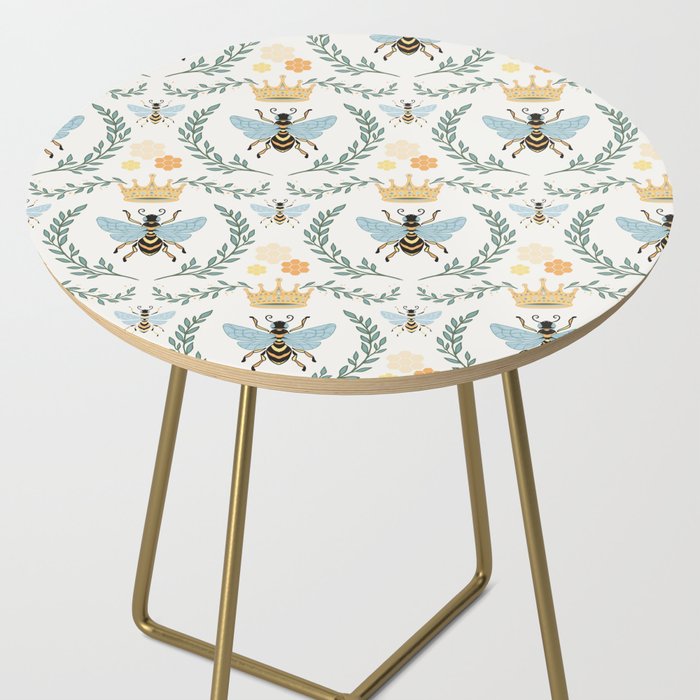 Queen Bee with Gold Crown and Laurel Frame Side Table Gallery Image 2