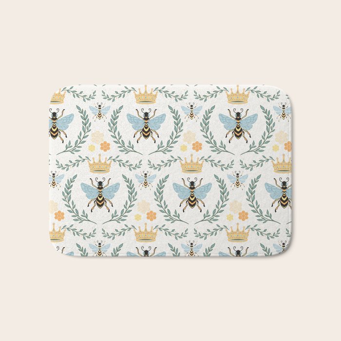 Queen Bee with Gold Crown and Laurel Frame Bath Mat Gallery Image 1