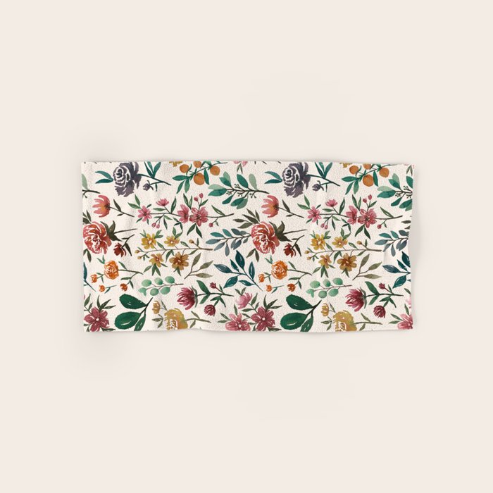 Colorful Watercolor Flowers Bath Towel Gallery Image 1