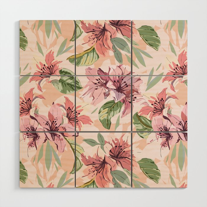 Pastel pink tropical bloom A Wood Wall Art Gallery Image 1