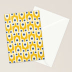 Mid Century Modern Abstract Pattern 641 Googie Yellow and Blue Stationery Card Gallery Image 2