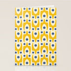 Mid Century Modern Abstract Pattern 641 Googie Yellow and Blue Stationery Card Gallery Image 2