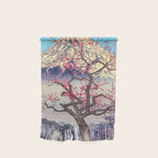 Growing before the Mountain-God - Summer Tree, Lake & Mountain Ukiyoe Nature Landscape in Blue & Pinkn Wall Hanging Gallery Image 1