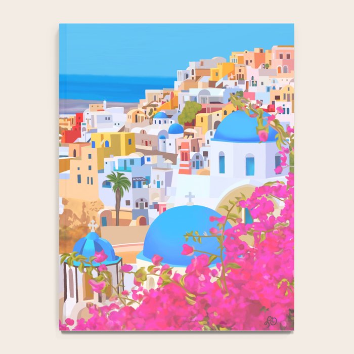 Painting of Santorini Greece Notebook Gallery Image 4