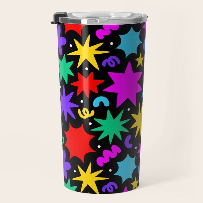 Colorful fun abstract star shape pattern Travel Mug Gallery Image 3