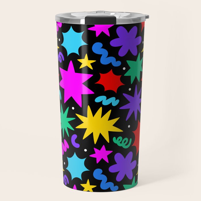 Colorful fun abstract star shape pattern Travel Mug Gallery Image 1