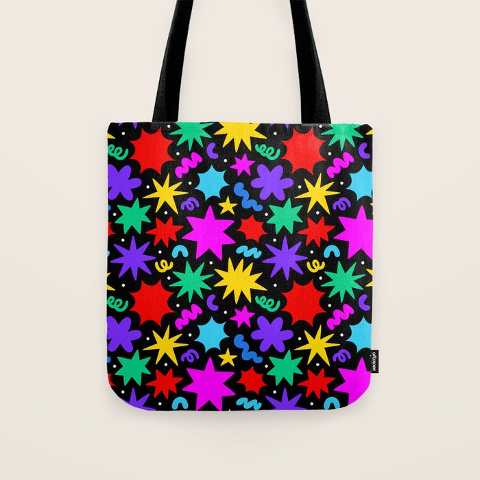 Colorful fun abstract star shape pattern Tote Bag Gallery Image 1