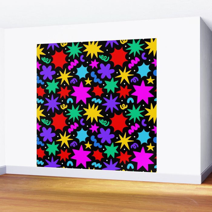 Colorful fun abstract star shape pattern Wall Mural Gallery Image 2