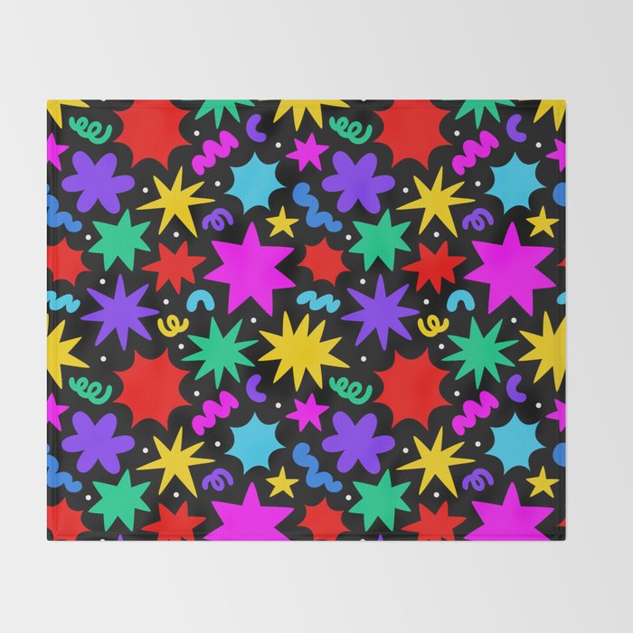 Colorful fun abstract star shape pattern Throw Blanket Gallery Image 2