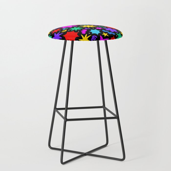 Colorful fun abstract star shape pattern Stool Gallery Image 1