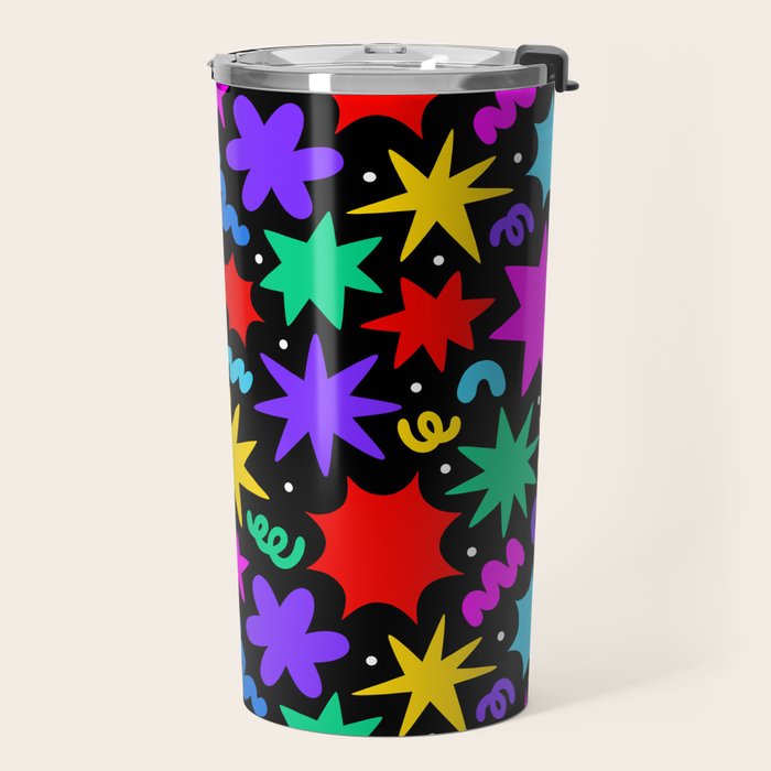 Colorful fun abstract star shape pattern Travel Mug Gallery Image 2