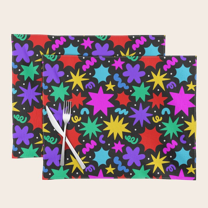 Colorful fun abstract star shape pattern Placemat Gallery Image 1