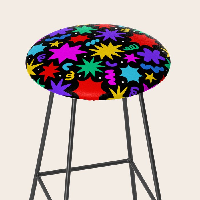 Colorful fun abstract star shape pattern Stool Gallery Image 2
