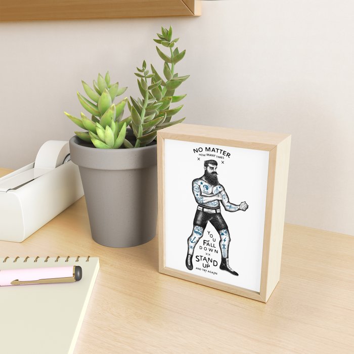 STAND UP AND TRY AGAIN (White) Mini Art Print Gallery Image 2
