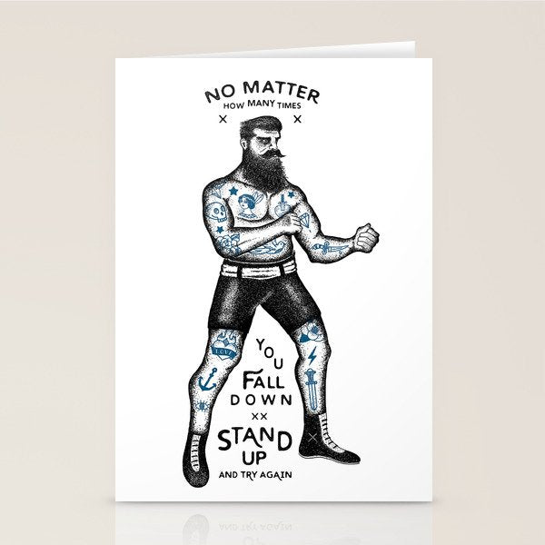 STAND UP AND TRY AGAIN (White) Stationery Card Gallery Image 2