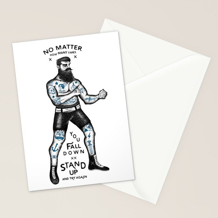 STAND UP AND TRY AGAIN (White) Stationery Card Gallery Image 2