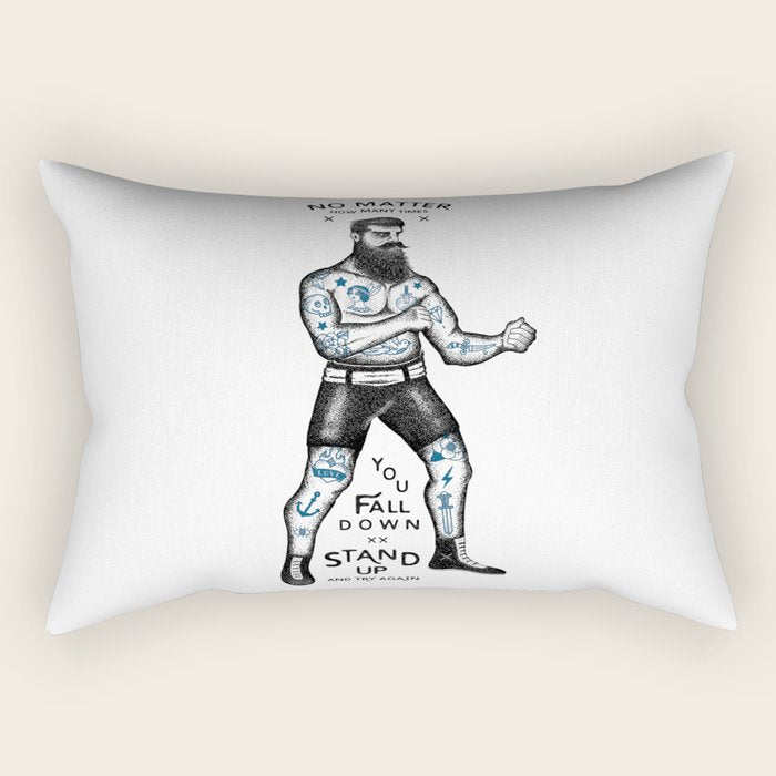 STAND UP AND TRY AGAIN (White) Rectangular Pillow Gallery Image 2