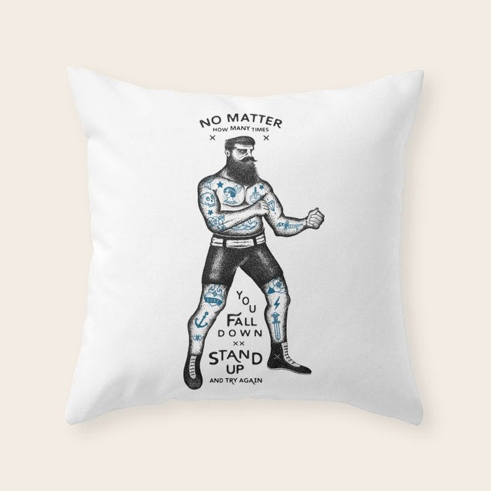 STAND UP AND TRY AGAIN (White) Throw Pillow Gallery Image 6