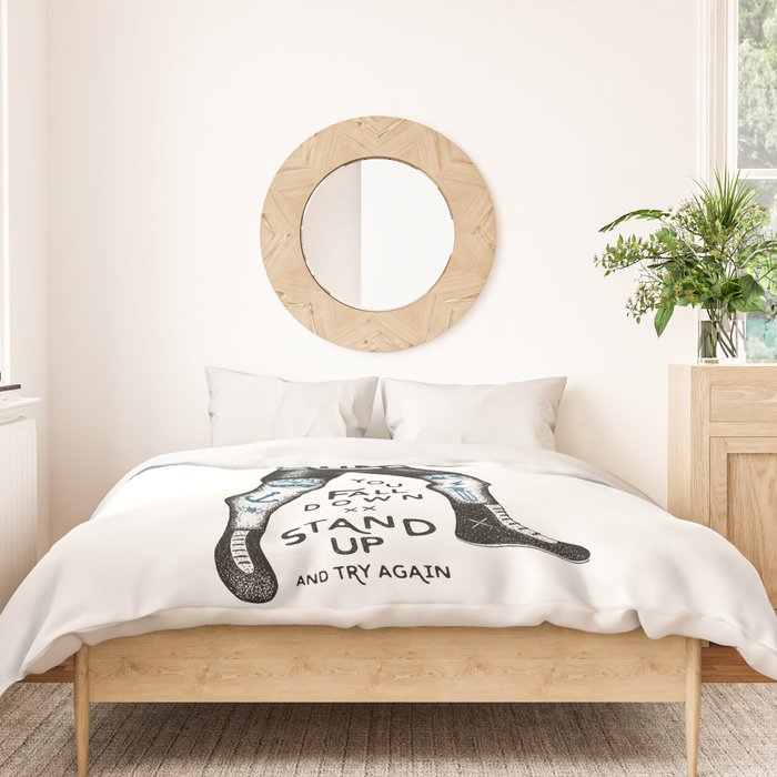 STAND UP AND TRY AGAIN (White) Duvet Cover Gallery Image 3