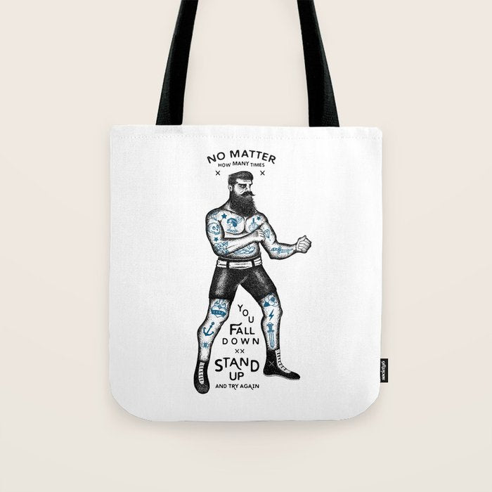 STAND UP AND TRY AGAIN (White) Tote Bag Gallery Image 1