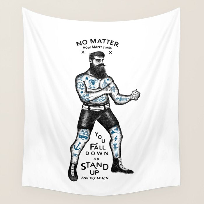 STAND UP AND TRY AGAIN (White) Wall Tapestry Gallery Image 4