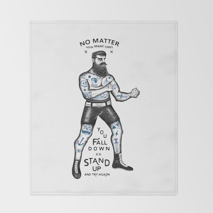 STAND UP AND TRY AGAIN (White) Throw Blanket Gallery Image 2