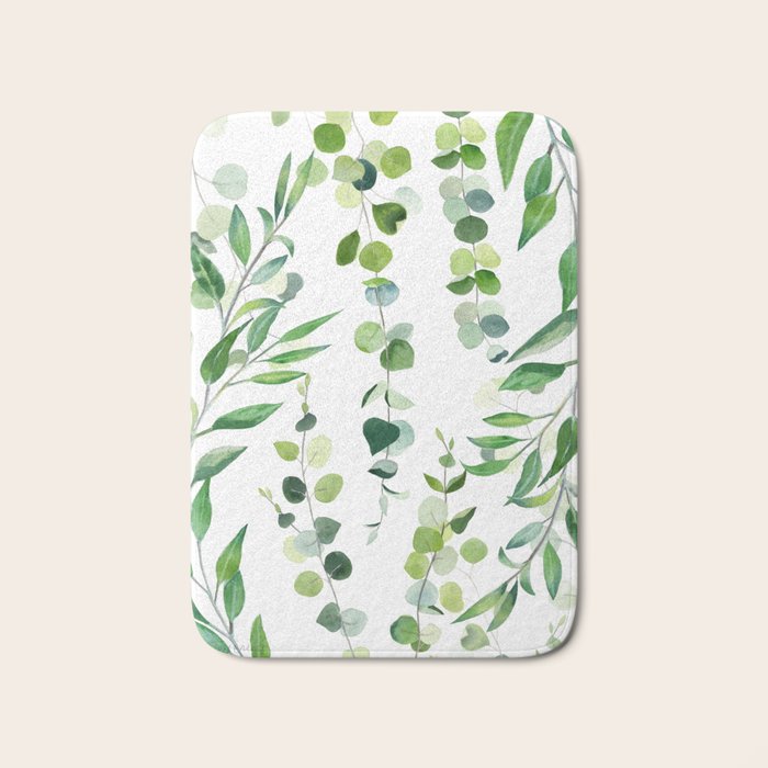 Nature Green Eucalyptus Leaves  Bath Mat Gallery Image 1
