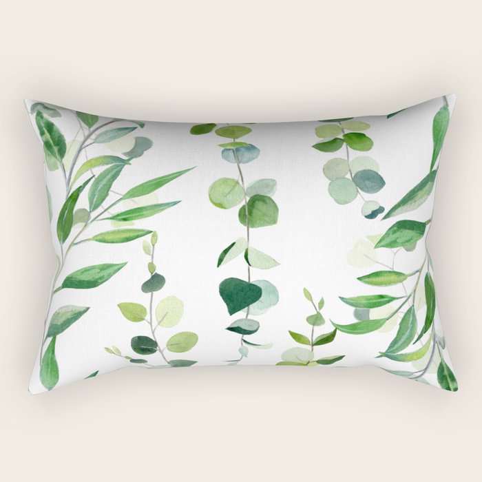 Nature Green Eucalyptus Leaves  Rectangular Pillow Gallery Image 1