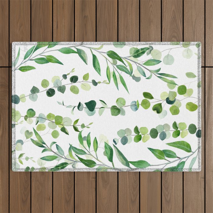 Nature Green Eucalyptus Leaves  Outdoor Rug Gallery Image 1