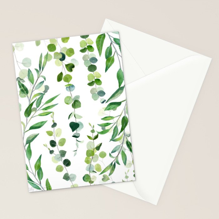 Nature Green Eucalyptus Leaves  Stationery Card Gallery Image 2