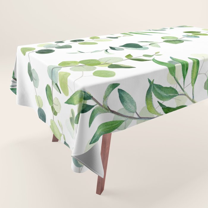 Nature Green Eucalyptus Leaves  Tablecloth Gallery Image 1