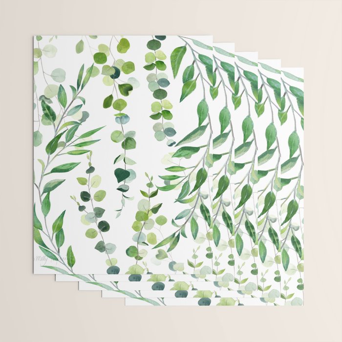 Nature Green Eucalyptus Leaves  Wrapping Paper Gallery Image 3
