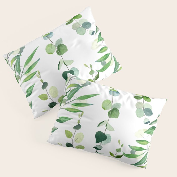 Nature Green Eucalyptus Leaves  Pillow Sham Gallery Image 3