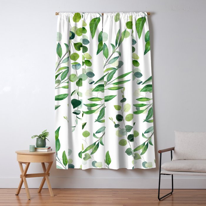 Nature Green Eucalyptus Leaves  Window Curtain Gallery Image 5