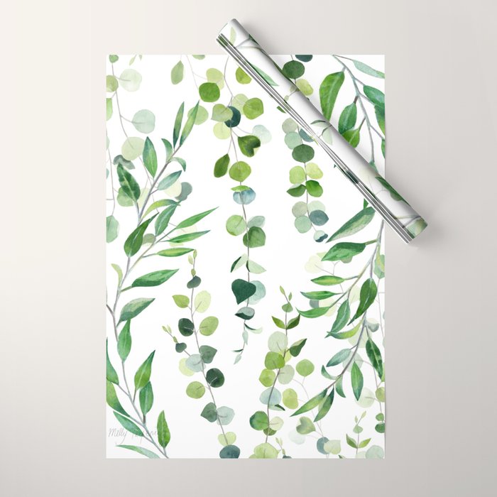 Nature Green Eucalyptus Leaves  Wrapping Paper Gallery Image 1