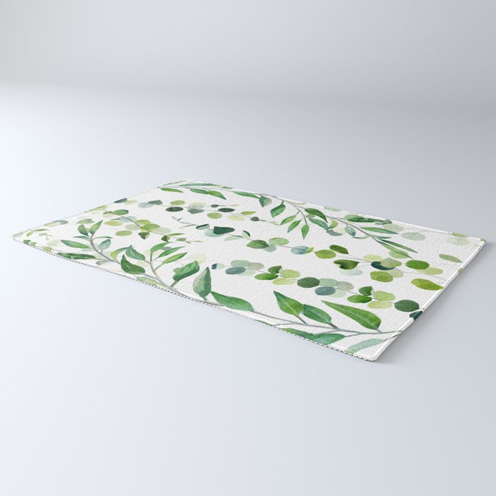 Nature Green Eucalyptus Leaves  Rug Gallery Image 3