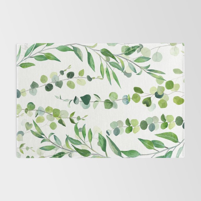 Nature Green Eucalyptus Leaves  Rug Gallery Image 2
