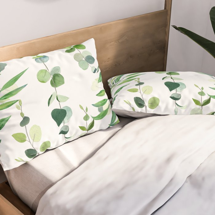 Nature Green Eucalyptus Leaves  Pillow Sham Gallery Image 2