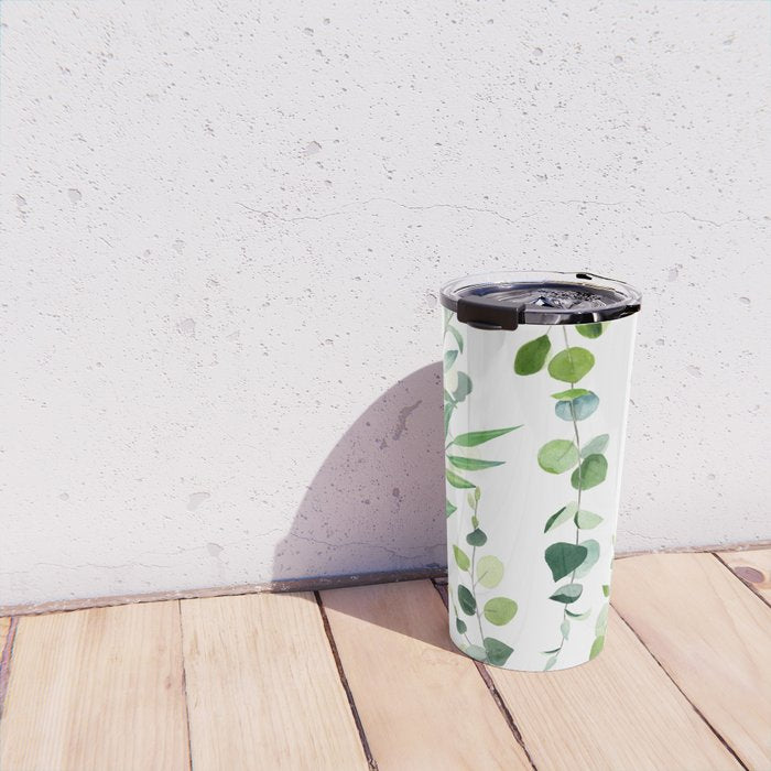 Nature Green Eucalyptus Leaves  Travel Mug Gallery Image 4