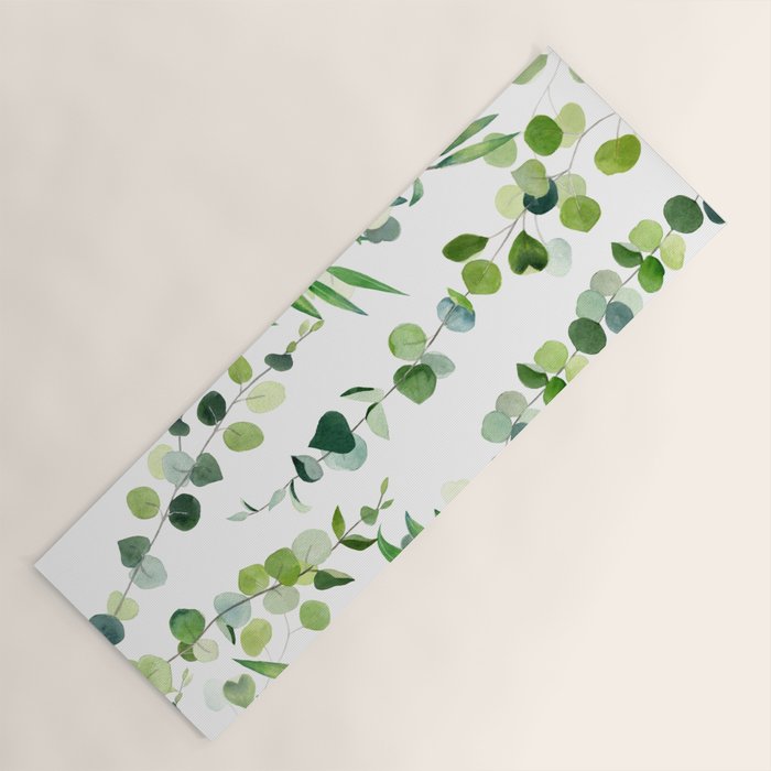 Nature Green Eucalyptus Leaves  Yoga Mat