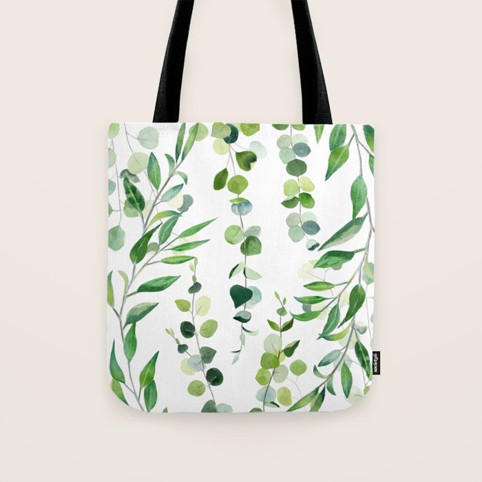 Nature Green Eucalyptus Leaves  Tote Bag Gallery Image 1
